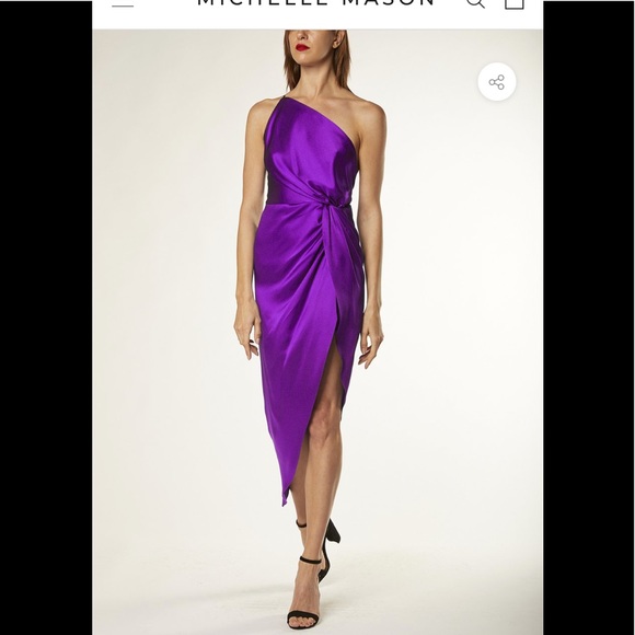 michelle mason purple silk dress